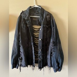Black ripped jean jacket